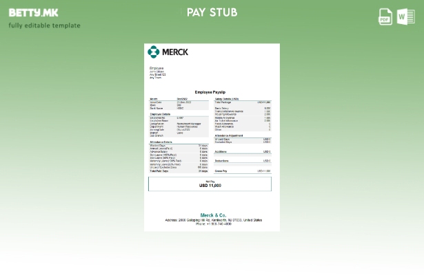 Модерен стил шаблон за исплати на фармацевтската компанија на САД Merck & Co